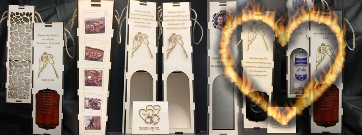 Gravírozott italos dobozok ajándékba